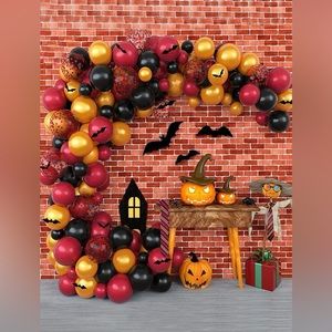 Halloween Party Decorative Latex Balloon Set Black Red Yellow Orange Balloons